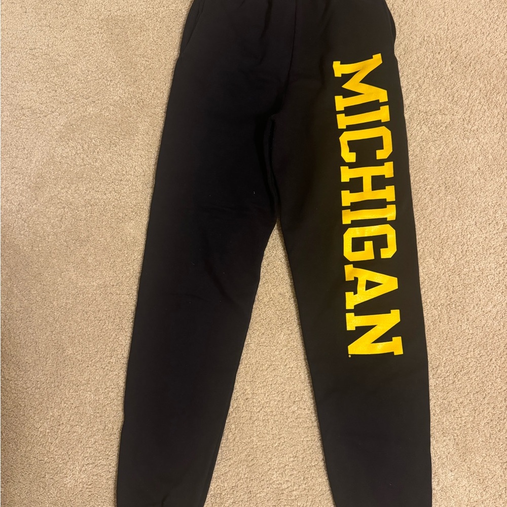 Champion Womens Black Joggers with Yellow Michigan Print